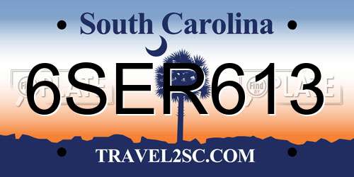 6SER613 South Carolina License Plate