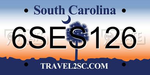 6SES126 South Carolina License Plate