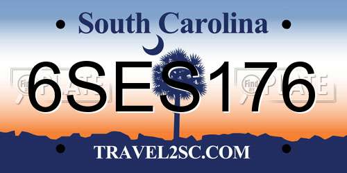 6SES176 South Carolina License Plate