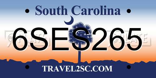 6SES265 South Carolina License Plate