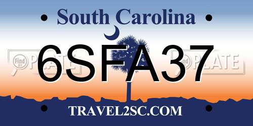 6SFA37 South Carolina License Plate