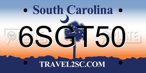 6SGT50 South Carolina License Plate