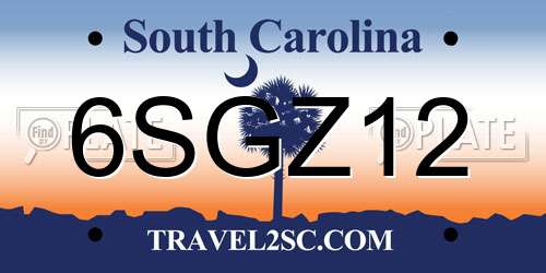 6SGZ12 South Carolina License Plate