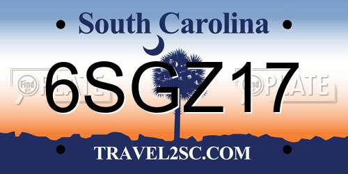 6SGZ17 South Carolina License Plate