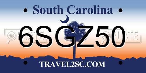 6SGZ50 South Carolina License Plate