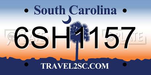 6SH1157 South Carolina License Plate
