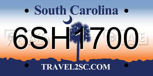 6SH1700 South Carolina License Plate