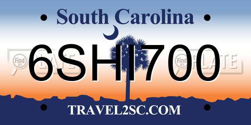 6SHI700 South Carolina License Plate
