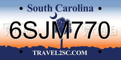 6SJM770 South Carolina License Plate
