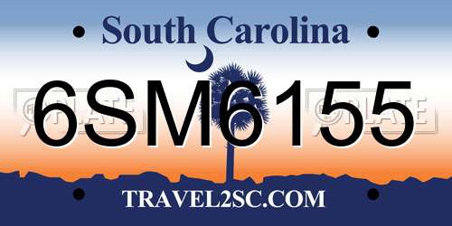 6SM6155 South Carolina License Plate