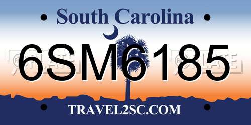 6SM6185 South Carolina License Plate