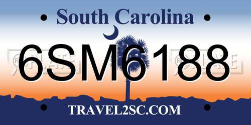 6SM6188 South Carolina License Plate