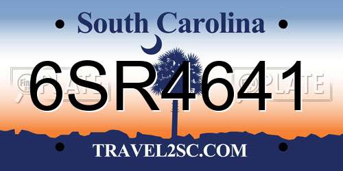 6SR4641 South Carolina License Plate