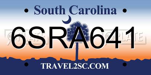 6SRA641 South Carolina License Plate