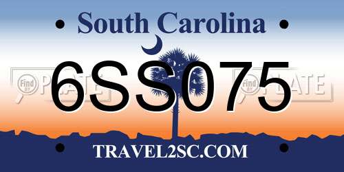 6SS075 South Carolina License Plate