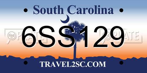 6SS129 South Carolina License Plate