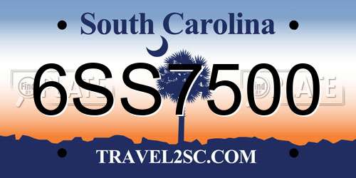 6SS7500 South Carolina License Plate