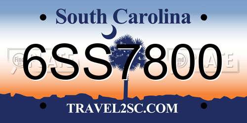 6SS7800 South Carolina License Plate