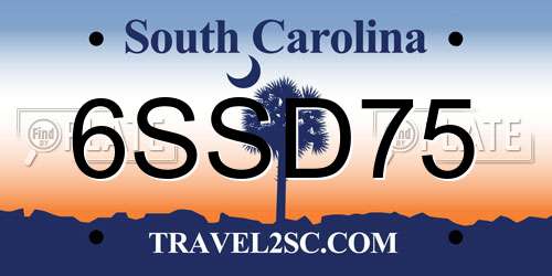 6SSD75 South Carolina License Plate