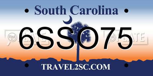 6SSO75 South Carolina License Plate