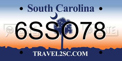 6SSO78 South Carolina License Plate