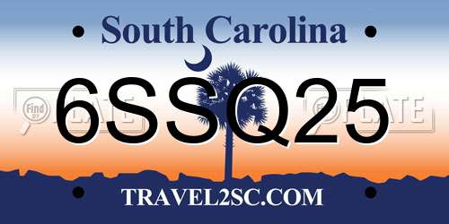 6SSQ25 South Carolina License Plate
