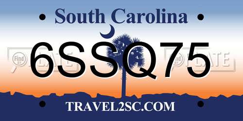 6SSQ75 South Carolina License Plate