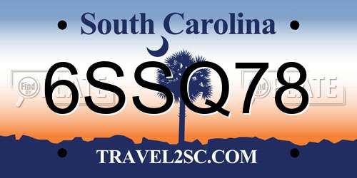 6SSQ78 South Carolina License Plate