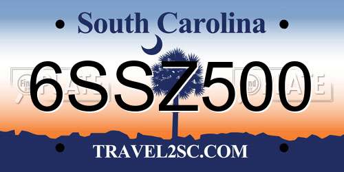 6SSZ500 South Carolina License Plate