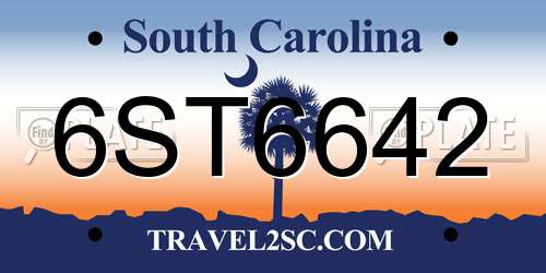 6ST6642 South Carolina License Plate