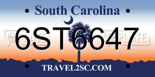 6ST6647 South Carolina License Plate
