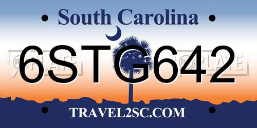 6STG642 South Carolina License Plate