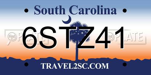 6STZ41 South Carolina License Plate