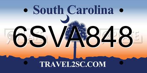 6SVA848 South Carolina License Plate