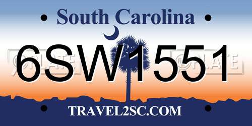 6SW1551 South Carolina License Plate