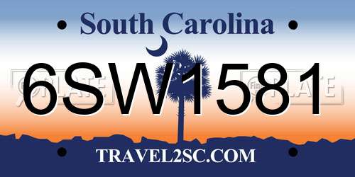 6SW1581 South Carolina License Plate