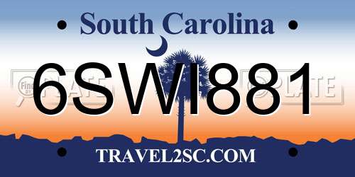 6SWI881 South Carolina License Plate