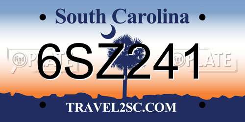 6SZ241 South Carolina License Plate
