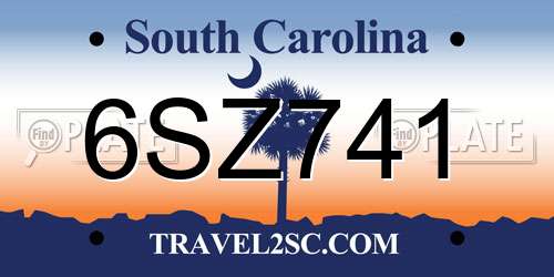 6SZ741 South Carolina License Plate
