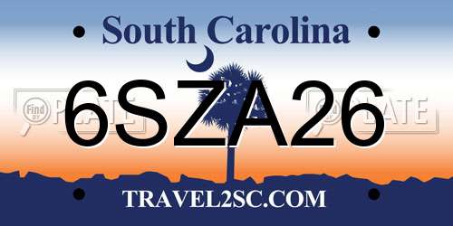6SZA26 South Carolina License Plate