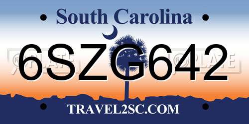 6SZG642 South Carolina License Plate