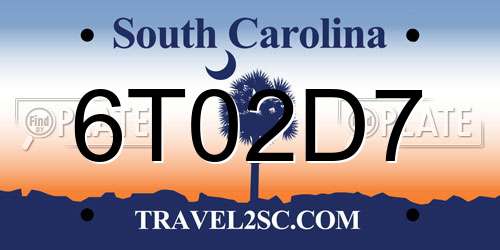 6T02D7 South Carolina License Plate