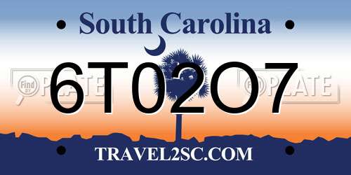 6T02O7 South Carolina License Plate