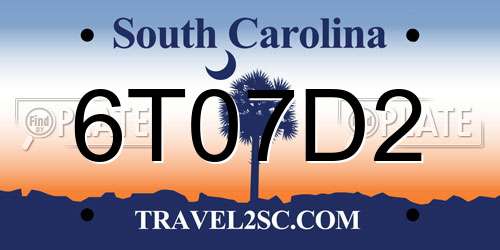 6T07D2 South Carolina License Plate