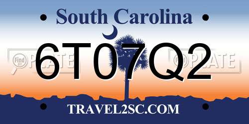 6T07Q2 South Carolina License Plate