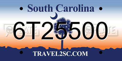 6T25500 South Carolina License Plate