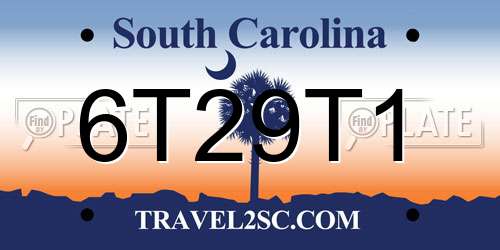 6T29T1 South Carolina License Plate