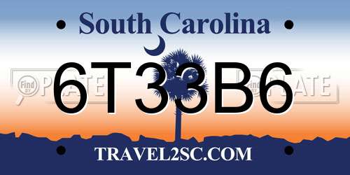 6T33B6 South Carolina License Plate