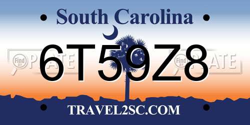 6T59Z8 South Carolina License Plate