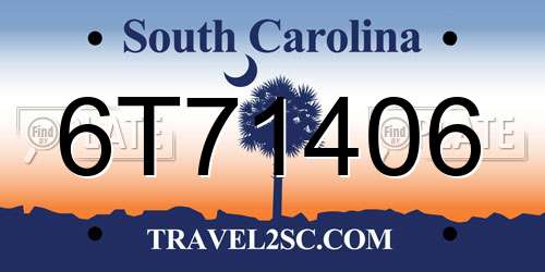 6T71406 South Carolina License Plate